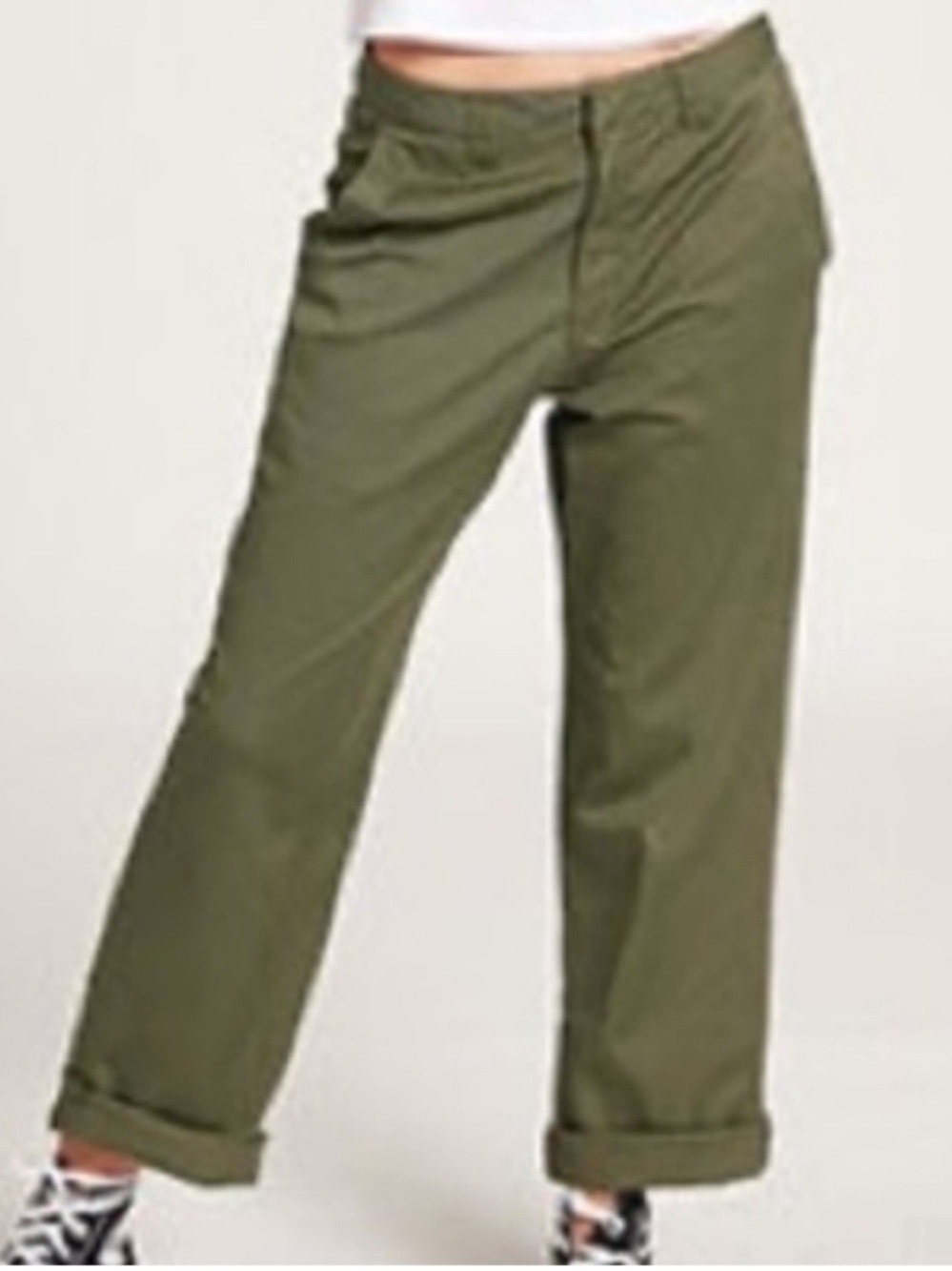 Volcom 26 Pants So Chickie High Waist Pants in Moss Green pockets belt loops NWT